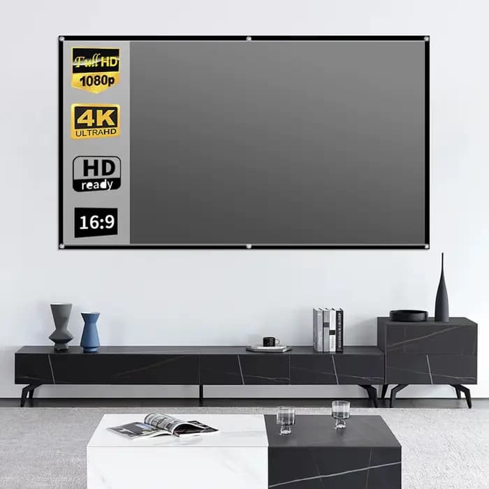 Smartldea écran de projecteur 100 pouces 16:9 gris Anti-lumière Portable bordure noire avec trous