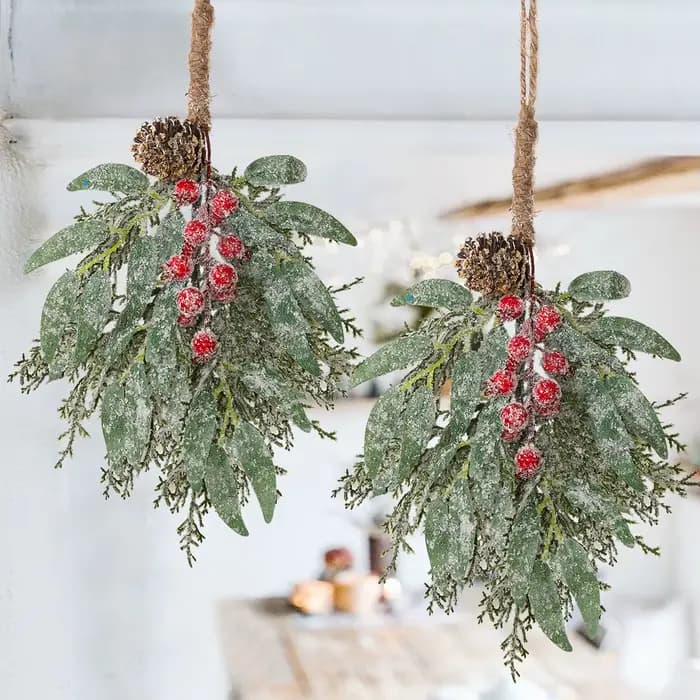 SIA fleur pendentif de noël plantes artificielles PE matériel fleur artificielle cèdre rouge baies pin noix pendentif décor à la maison
