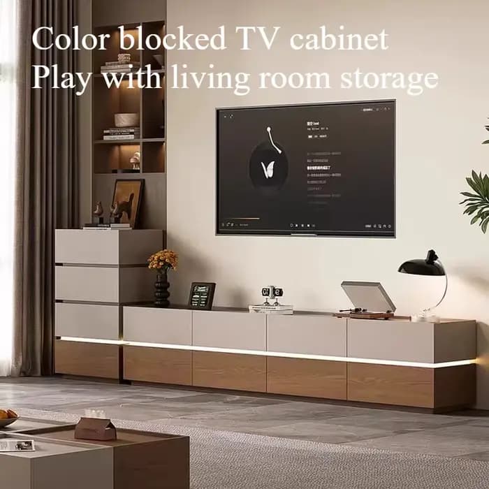 Meuble TV vintage marron clair pour téléviseur 55 pouces