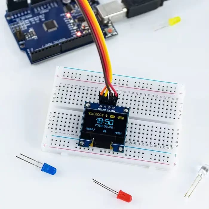 Module d'écran d'affichage OLED de 0.96 pouces, I2C IIC 128x64 SS - D - 1306 3.3V-5V bleu/bleu jaune/blanc pour Arduino ESP32 ESP8266