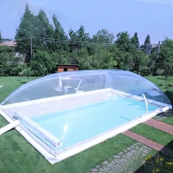 Couverture de piscine gonflable transparente en PVC sur mesure, grande taille, avec tente intégrée