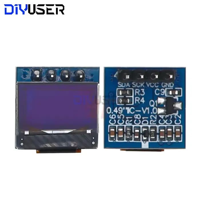 DIYUSER - Module d'affichage OLED 0,49 pouces, écran blanc 0,49 pouces, 64x32, interface I2C IIC, pilote SSD1306, AVR STM32