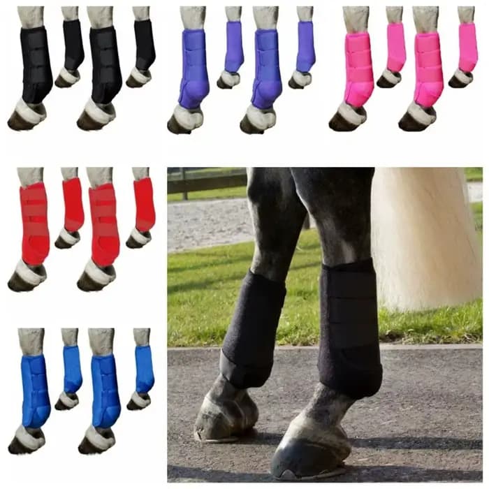 Ensemble de bottes de Sport colorées pour chevaux, enveloppes de jambes de cheval durables et respirantes, faciles à porter, protection confortable des jambes arrière avant, 4 pièces/ensemble