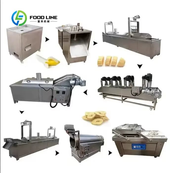 Ligne de production automatique personnalisée de chips de banane, équipement de friture stable pour la transformation de tranches de fruits en snacks
