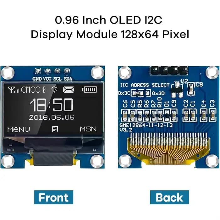 Module d'écran d'affichage OLED de 0.96 pouces, I2C IIC 128x64 SS - D - 1306 3.3V-5V bleu/bleu jaune/blanc pour Arduino ESP32 ESP8266