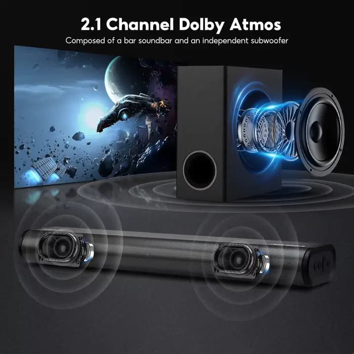 Barre de son AIYIMA S07 Dolby 2.1 150W avec caisson de basses sans fil pour téléviseur