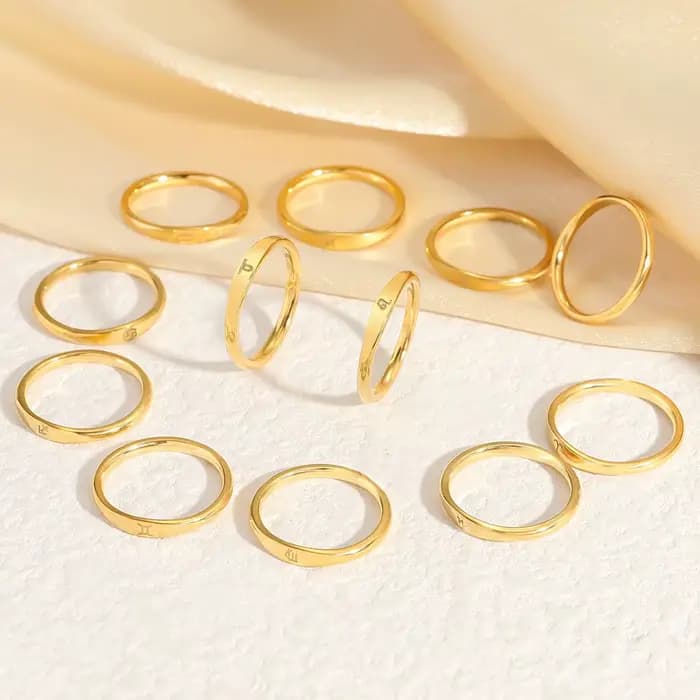Petite bague signe du zodiaque pour femmes, bague du zodiaque en acier inoxydable plaqué or, Constellation Gemini, bijoux cadeau d'anniversaire