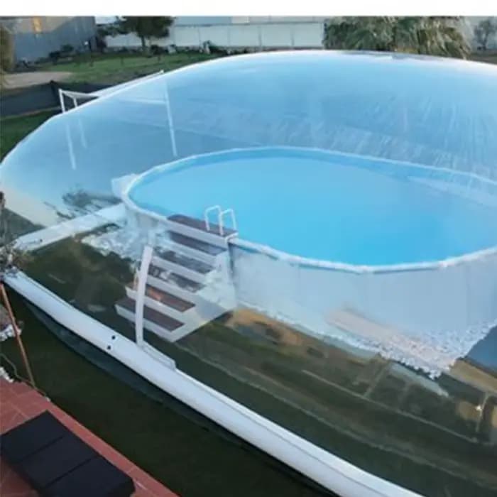 Couverture de piscine gonflable transparente en PVC sur mesure, grande taille, avec tente intégrée