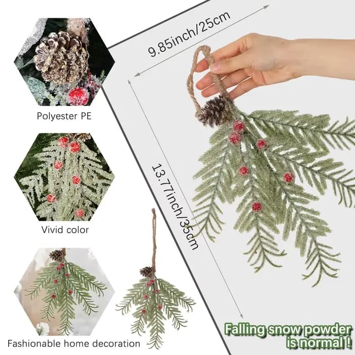 SIA fleur pendentif de noël plantes artificielles PE matériel fleur artificielle cèdre rouge baies pin noix pendentif décor à la maison