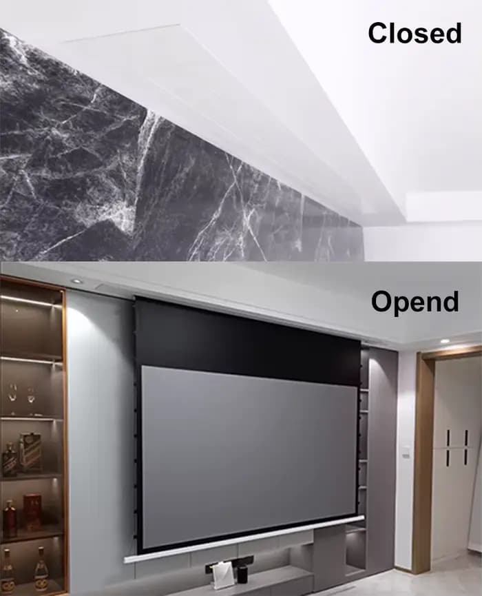 Écran de projection électrique encastré au plafond de 72 à 110 pouces, ALR gris cristal 16:9, anti-lumière pour projecteur à longue portée, 3D 4K 8K