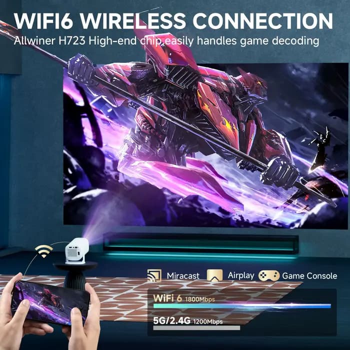 P30PRO Android 14 Mini projecteur intelligent WiFi6 BT 5.0 prend en charge 4K 1280*720P