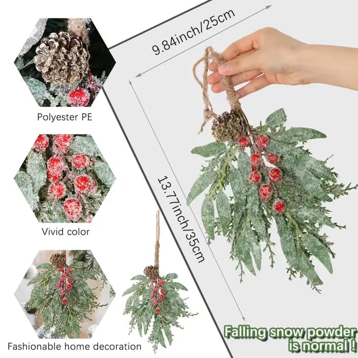 SIA fleur pendentif de noël plantes artificielles PE matériel fleur artificielle cèdre rouge baies pin noix pendentif décor à la maison