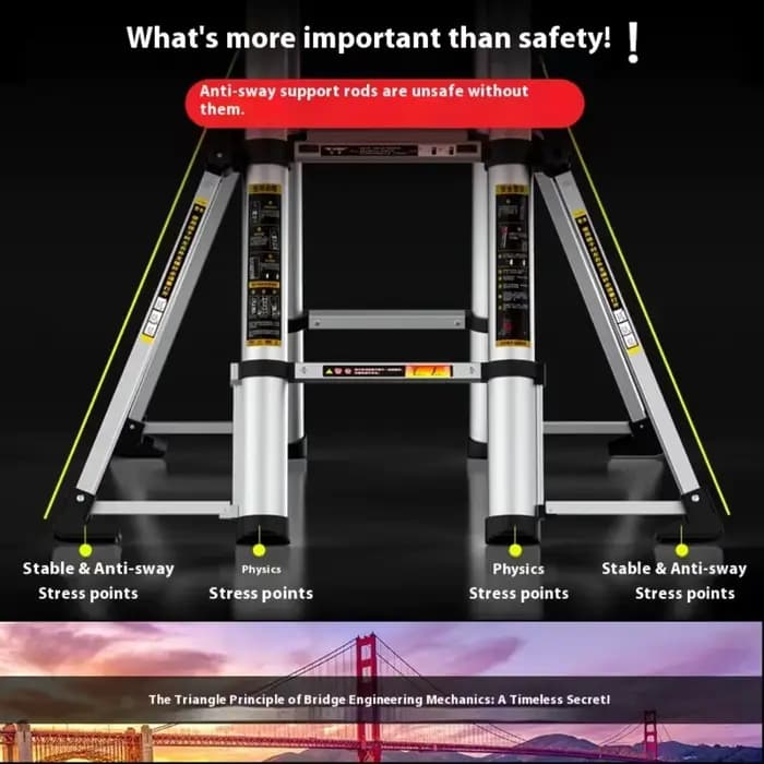 Échelle télescopique multi-supports en alliage d'aluminium, échelle droite multi-supports en alliage d'aluminium, échelle pliante en zigzag