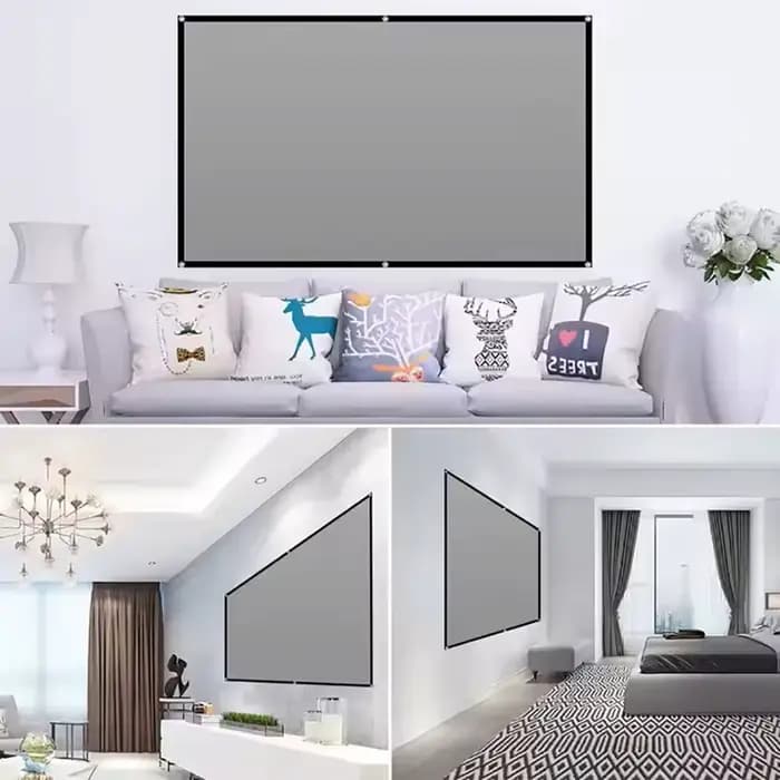 Smartldea écran de projecteur 100 pouces 16:9 gris Anti-lumière Portable bordure noire avec trous