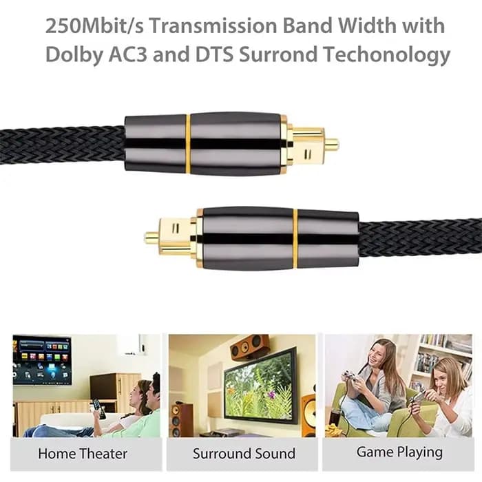 Câble audio numérique optique HIFI 5.1 Toslink SPDIF