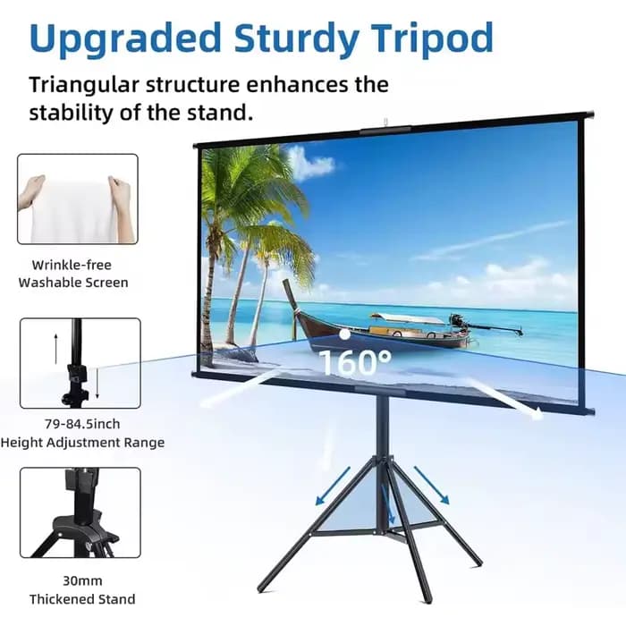 Écran de projection 120' avec support simple - 4K HD 16:9