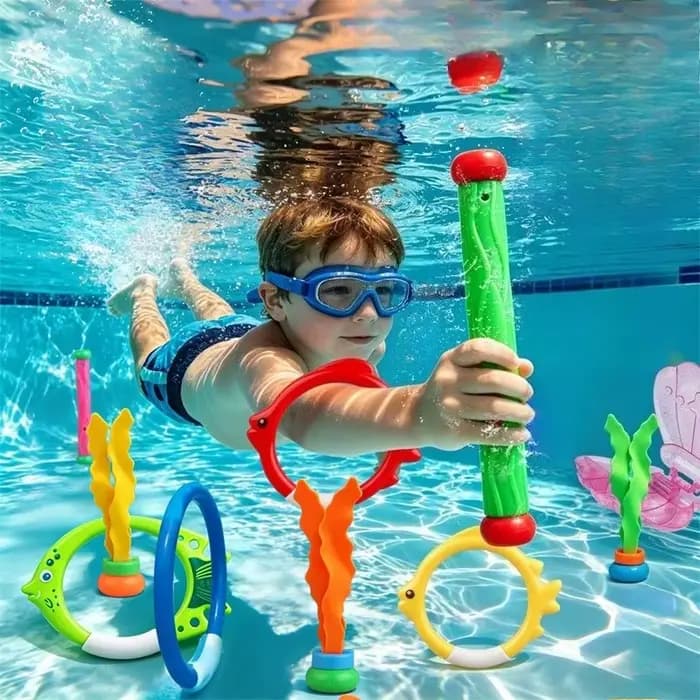 Jouets de plongée et d'entraînement aquatique pour enfants, avec anneaux de récupération en forme de poisson, pour piscine, adultes/enfants