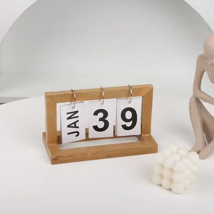Mini calendrier de Simulation de chambre à coucher, modèle créatif, décoration de bureau, petits poupées de calendrier de bureau en bois