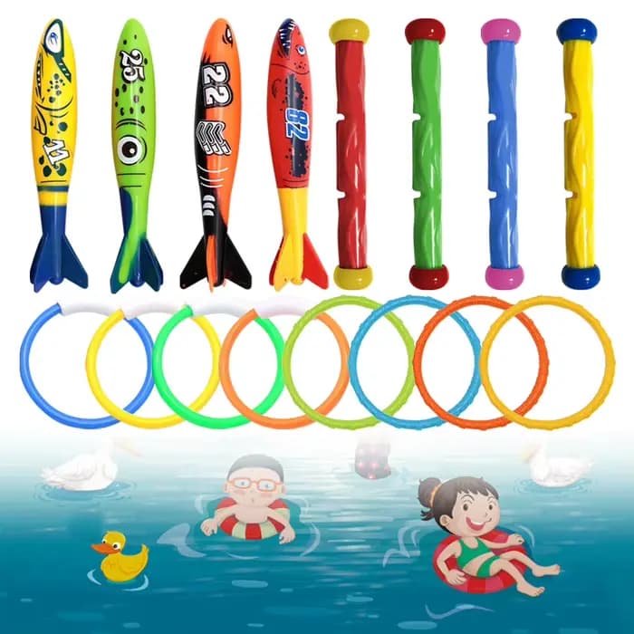 4 pièces été piscine plongée multicolore plongée sous-marine créatif dessin animé piscine coulant piscine accessoires