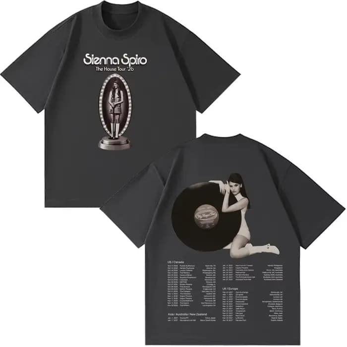 T-shirt graphique Sienna Spiro My House Tour 2026 pour hommes et femmes, T-shirt vintage tendance en coton à manches courtes, T-shirts esthétiques