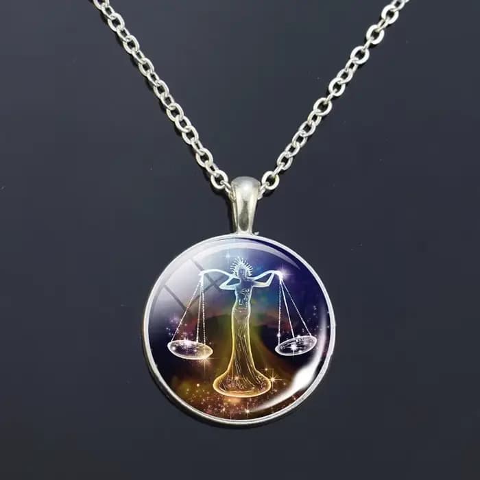 Pendentif en forme de dôme en verre, 12 signes du zodiaque, bijoux à la mode pour femmes, vierge, Cancer, bélier, Gemini, cadeau d'anniversaire