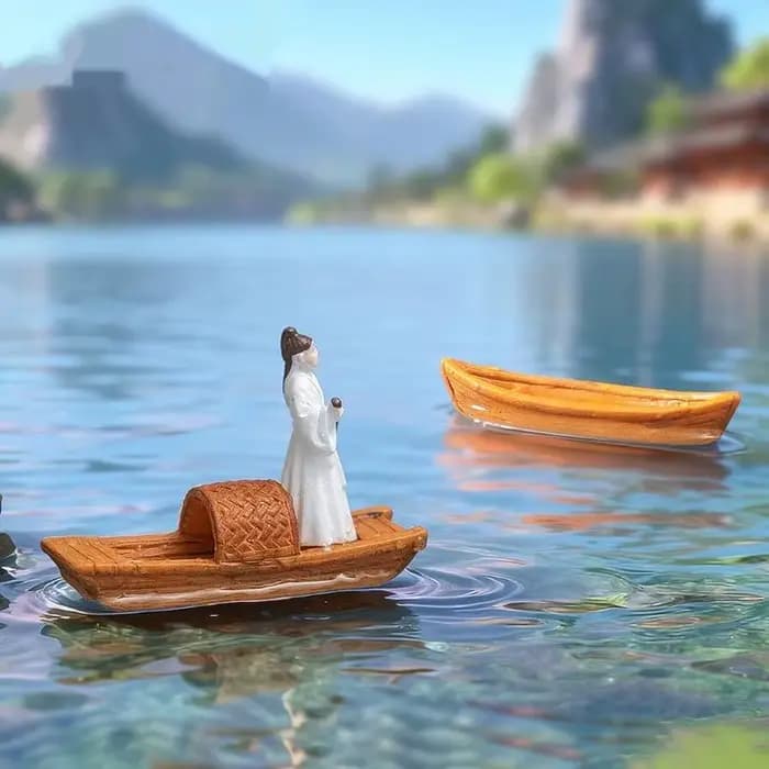 Modèle de bateau miniature flottant de simulation pour micro-paysage, aquarium, bonsaï, fontaine et décoration d'aquarium