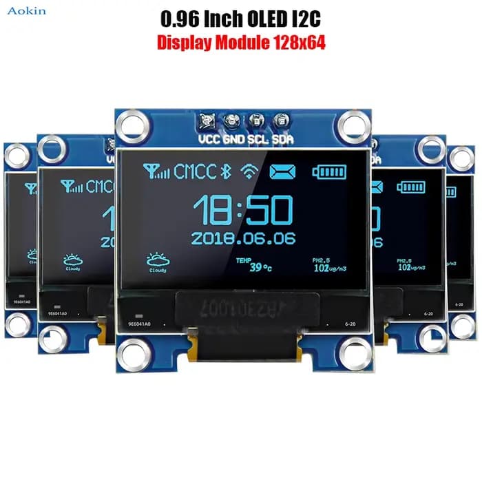 Module d'affichage OLED 0.96 pouces, 5 pièces, 128x64 SSD1306, panneau d'affichage OLED I2C lumineux Compatible avec Arduino Raspberry Pi ESP32 (blanc)