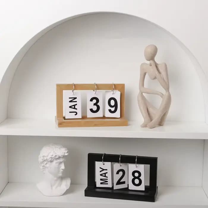 Mini calendrier de Simulation de chambre à coucher, modèle créatif, décoration de bureau, petits poupées de calendrier de bureau en bois