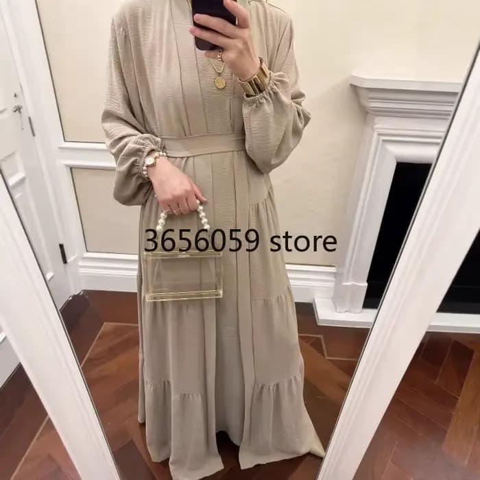 Eid Djellaba Dubai Abaya ensemble froissé ouvert Kimono Abaya + robe longue intérieure vêtements islamiques femmes musulmanes robes ensemble Ramadan caftan