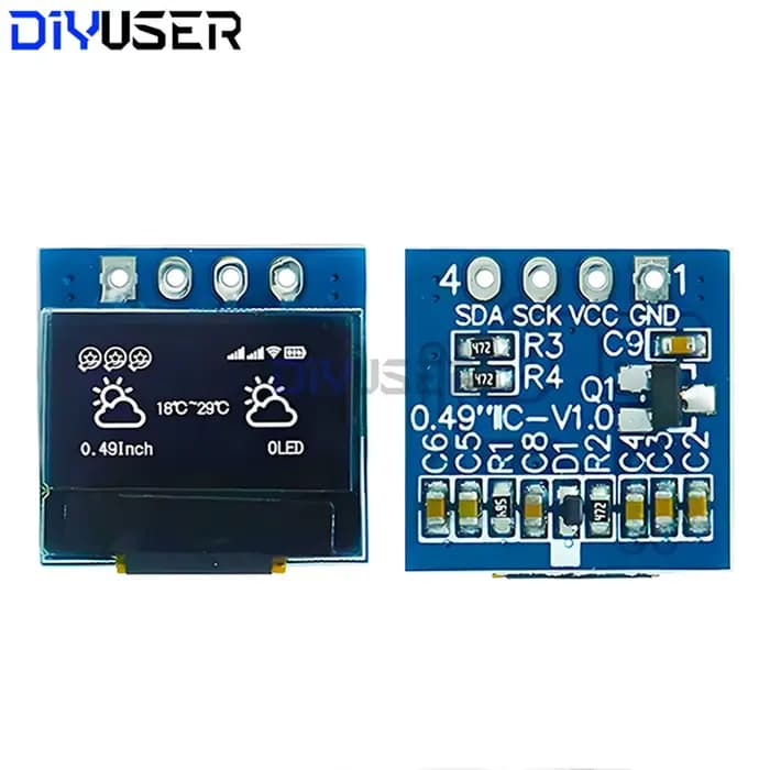 DIYUSER – Module d'affichage OLED LCD de 0.49 pouces, écran blanc de 0.49 pouces, Interface I2C IIC, pilote SSD1306 pour AVR STM32