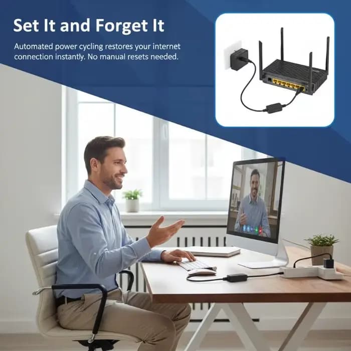 Réinitialiseur de routeur WiFi avec minuterie 24H, câble de 60 cm, DC 5V 15V, arrêt automatique pour un réseau Internet stable à domicile ou au bureau