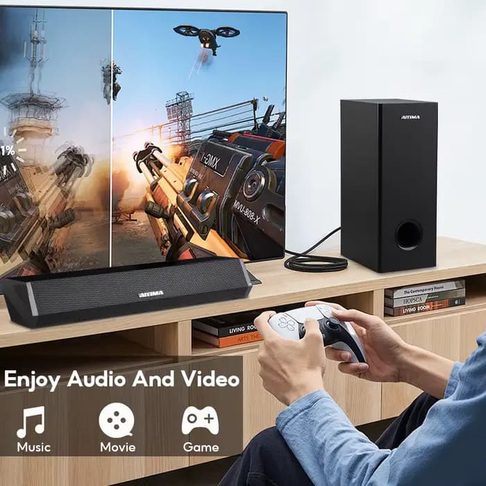 Barre de son audio S03D avec caisson de basses pour TV domestique