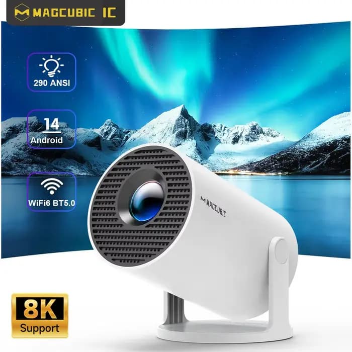 Projecteur magnétique HY300 Pro 8K Android 14 double Wifi6 290ANSI Allwinner H726 BT5.4 1080P 1280*720P
