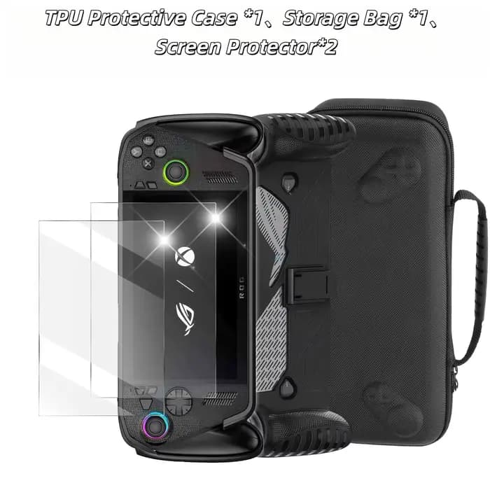 Kit d'accessoires 4 en 1 pour ROG Xbox Ally X, avec étui de protection, protecteur d'écran, sac de t