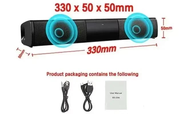 Barre de son portable super puissante avec haut-parleur Bluetooth sans fil, son surround stéréo, pou
