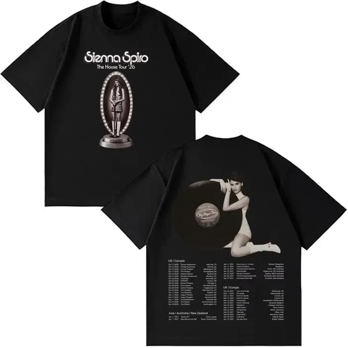 T-shirt graphique Sienna Spiro My House Tour 2026 pour hommes et femmes, T-shirt vintage tendance en