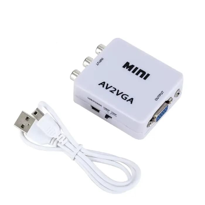 Mini convertisseur vidéo 1080P RCA AV vers VGA, convertisseur vidéo avec Audio 3.5mm AV2VGA / CVBS +