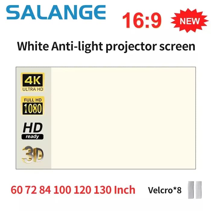 Salange – écran de projecteur, grille blanche, rideau Anti-lumière, haute luminosité 100 130 pouces,
