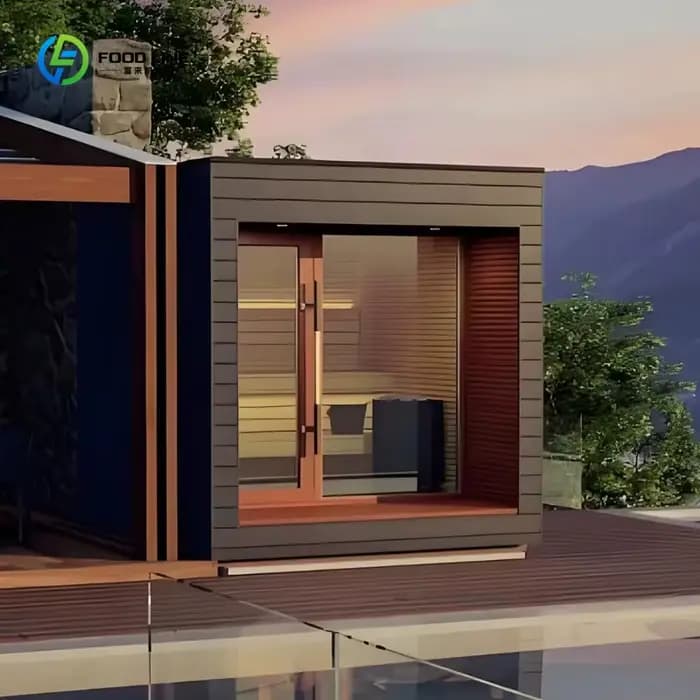 Sauna extérieur de luxe en bois pour 3-4 personnes, fonction vapeur sèche traditionnelle, personnali