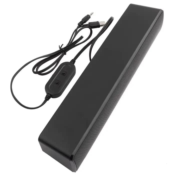 Barre de son stéréo filaire USB avec son surround basse fréquence, prise d'entrée 3,5 mm pour ordina