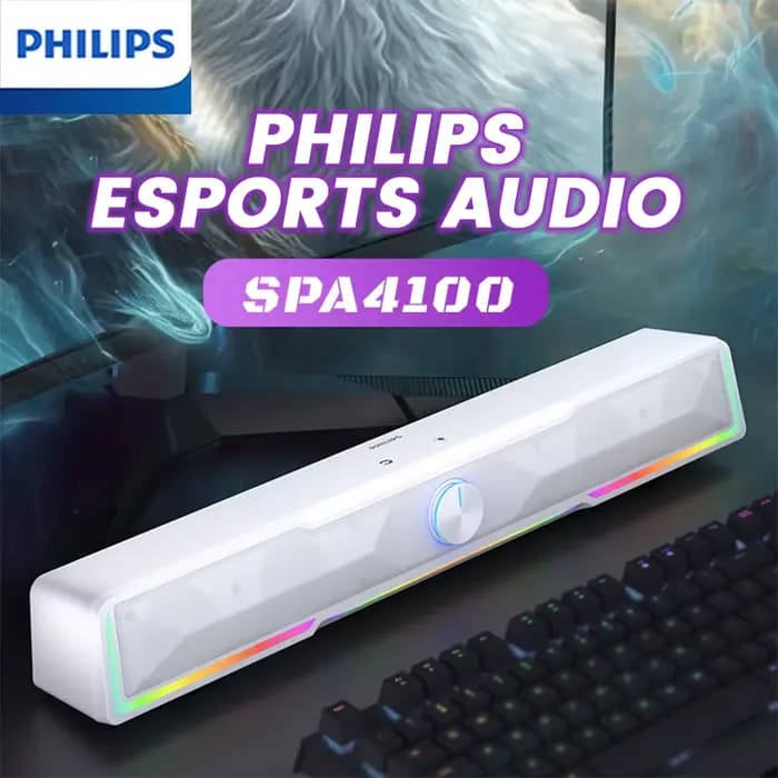 Barre de son sans fil PHILIPS SPA4100 avec haut-parleurs filaires