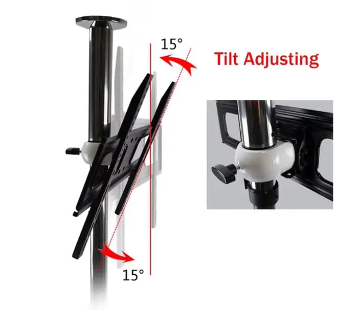 Nouveau support de montage pour TV LCD en acier inoxydable de 23 à 65 pouces rotatif dans le mur de séparation hauteur