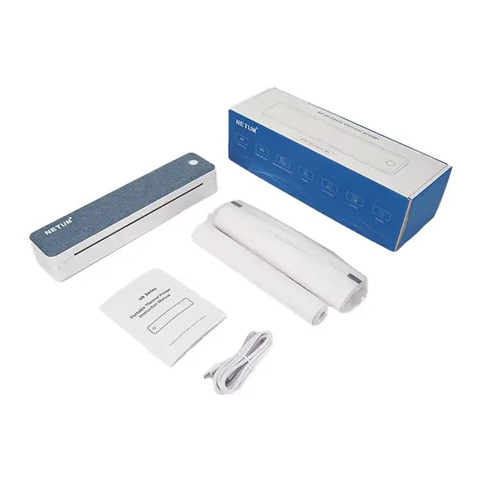 Imprimante portable A4 sans encre, imprimante mobile Bluetooth pour iPhone, iPad, ordinateur portable, PC, imprimante miniature pour documents et photos au format lettre