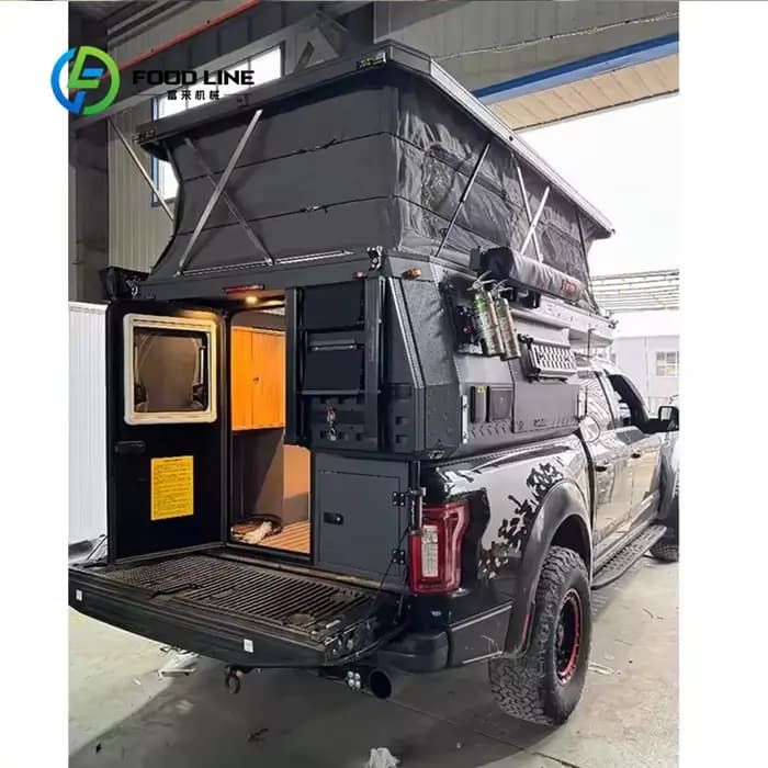 Camper pick-up personnalisé avec toit relevable hydraulique et auvent latéral pour le camping en plein air, prix de vente en gros