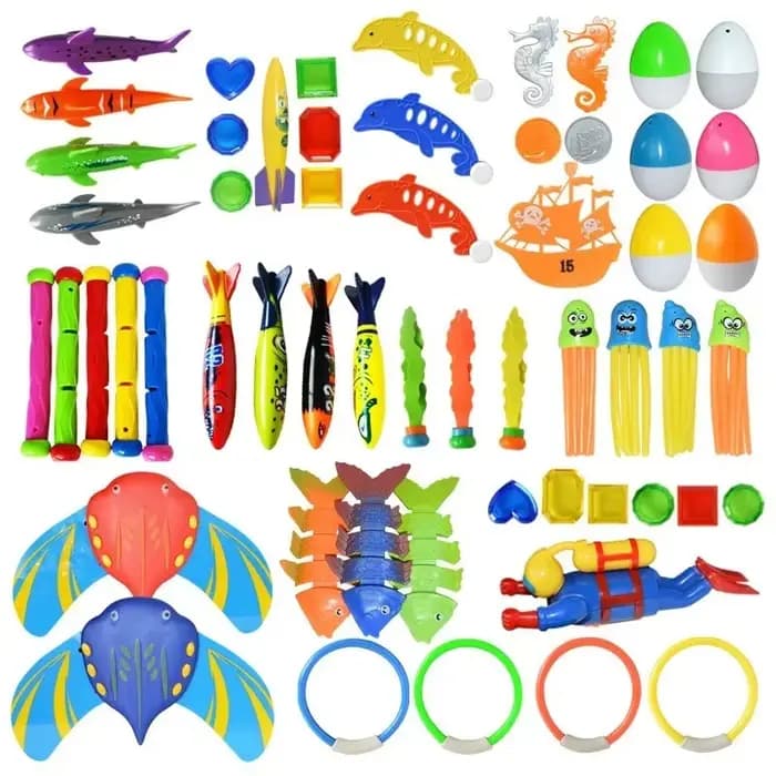 Piscine d'été pour enfants, jouets de natation, fusée de requin, jouets de lancer, jeu amusant dans l'eau, ensemble de plongée et de coulage pour garçons et filles