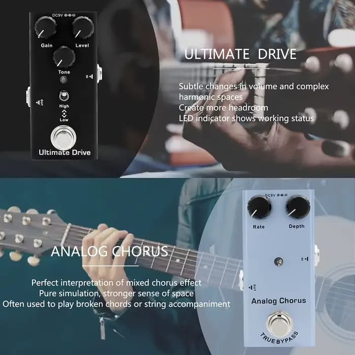 JEEffprotected-Pédale électrique Vintage Overdrive, Distortion Crunch, Distortion, US repll, Classic Chorus, Vintage Phase, Digital Delay