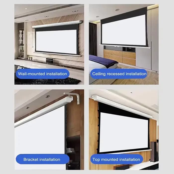 Écran de projecteur de Tension d'onglet motorisé en matériau blanc de cinéma de haute classe 60-150 pouces pour projecteurs longue portée prenant en charge 4K 3D