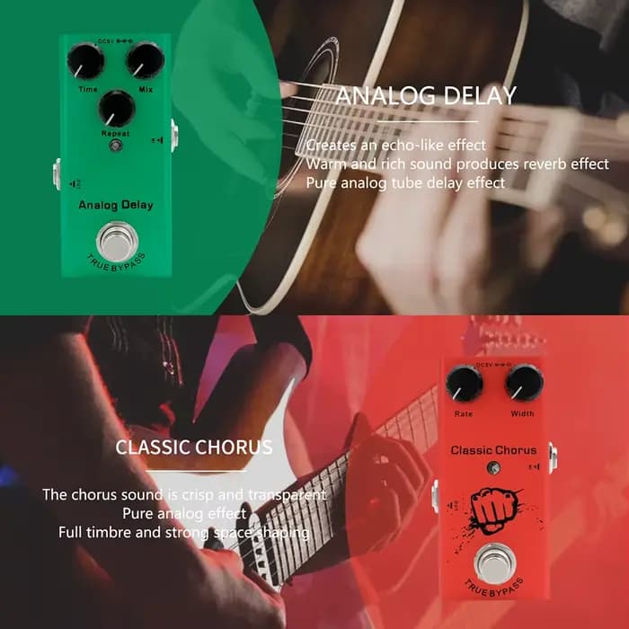 JEEffprotected-Pédale électrique Vintage Overdrive, Distortion Crunch, Distortion, US repll, Classic Chorus, Vintage Phase, Digital Delay
