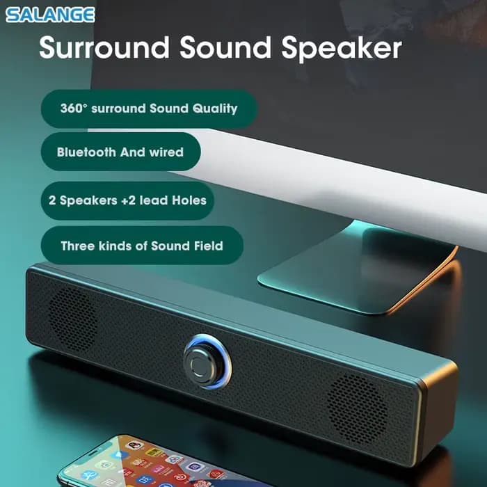 Barre de son pour PC, haut-parleur Bluetooth filaire/sans fil