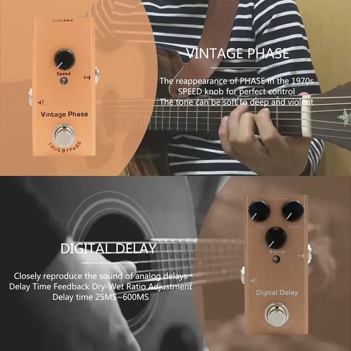 JEEffprotected-Pédale électrique Vintage Overdrive, Distortion Crunch, Distortion, US repll, Classic Chorus, Vintage Phase, Digital Delay